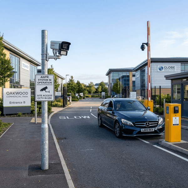 Illustrative example of an ANPR camera controlling vehicle access to a commercial site