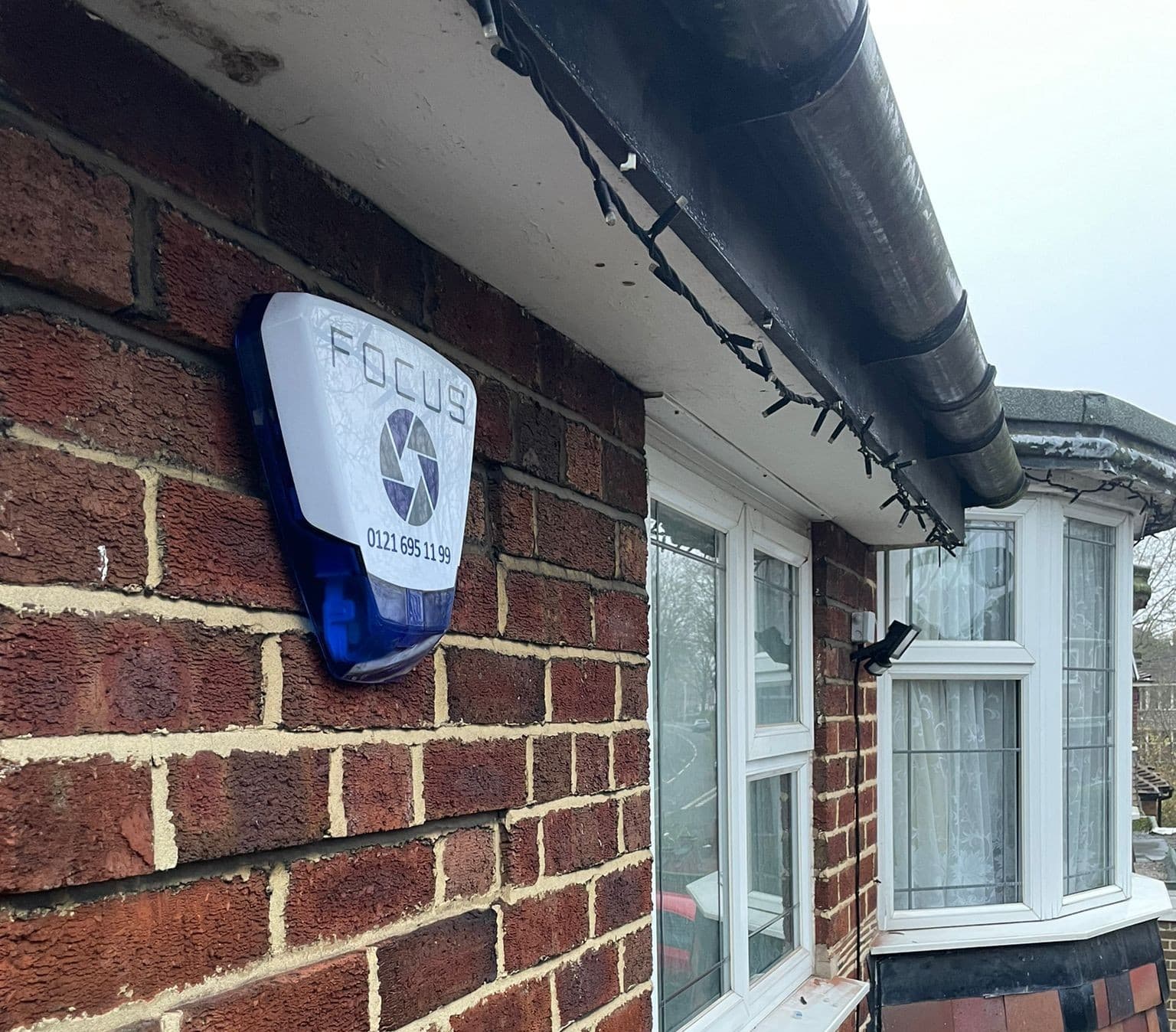 Intruder alarm sounder installed on a house